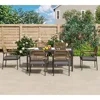 Wicker Outdoor Dining Set for 6, Upholstered 7 Piece Patio Dining Set with Armrests, Modern Outdoor Dining Table Sets 2