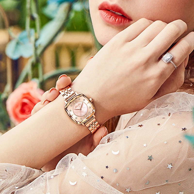 

Simple Fashion Watch Steel Band Casual Trend Waterproof Clock Women Watch Womens New Quartz Watches Square Relógio Feminino