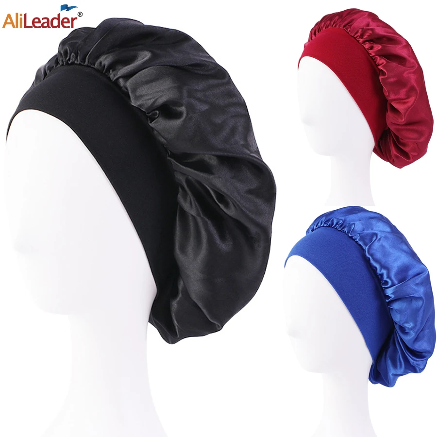 Bonnet de nuit en Satin pour femmes et hommes, couvre-chef rond en soie,  avec bouton de réglage, pour dormir, unisexe, nouvelle collection -  AliExpress