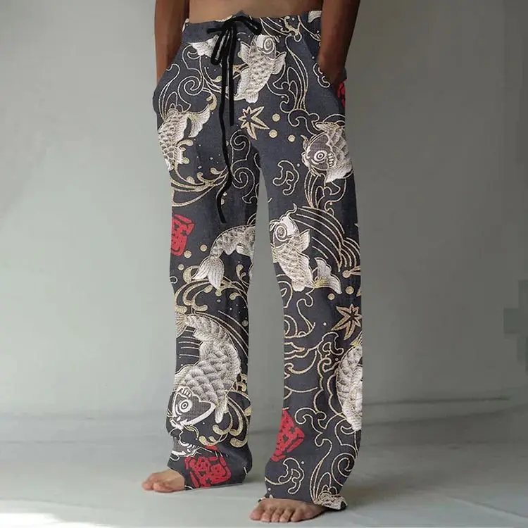2024 new casual pants men's spring and autumn new vertical trousers men's autumn loose straight, broad-legged trousers foreign