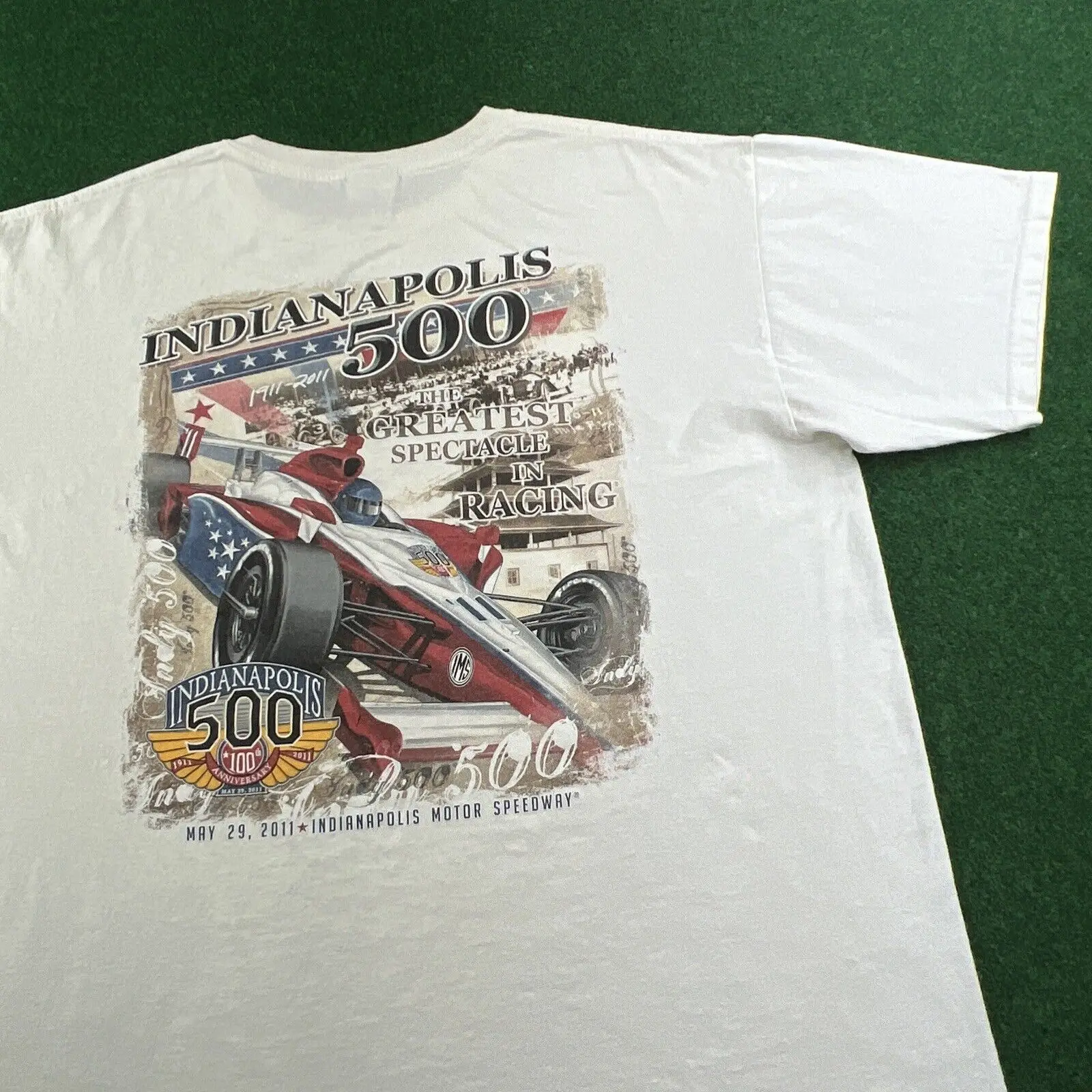 VintageIndyCarShirtMensXLWhiteIndianapolis500IndyCarRacing