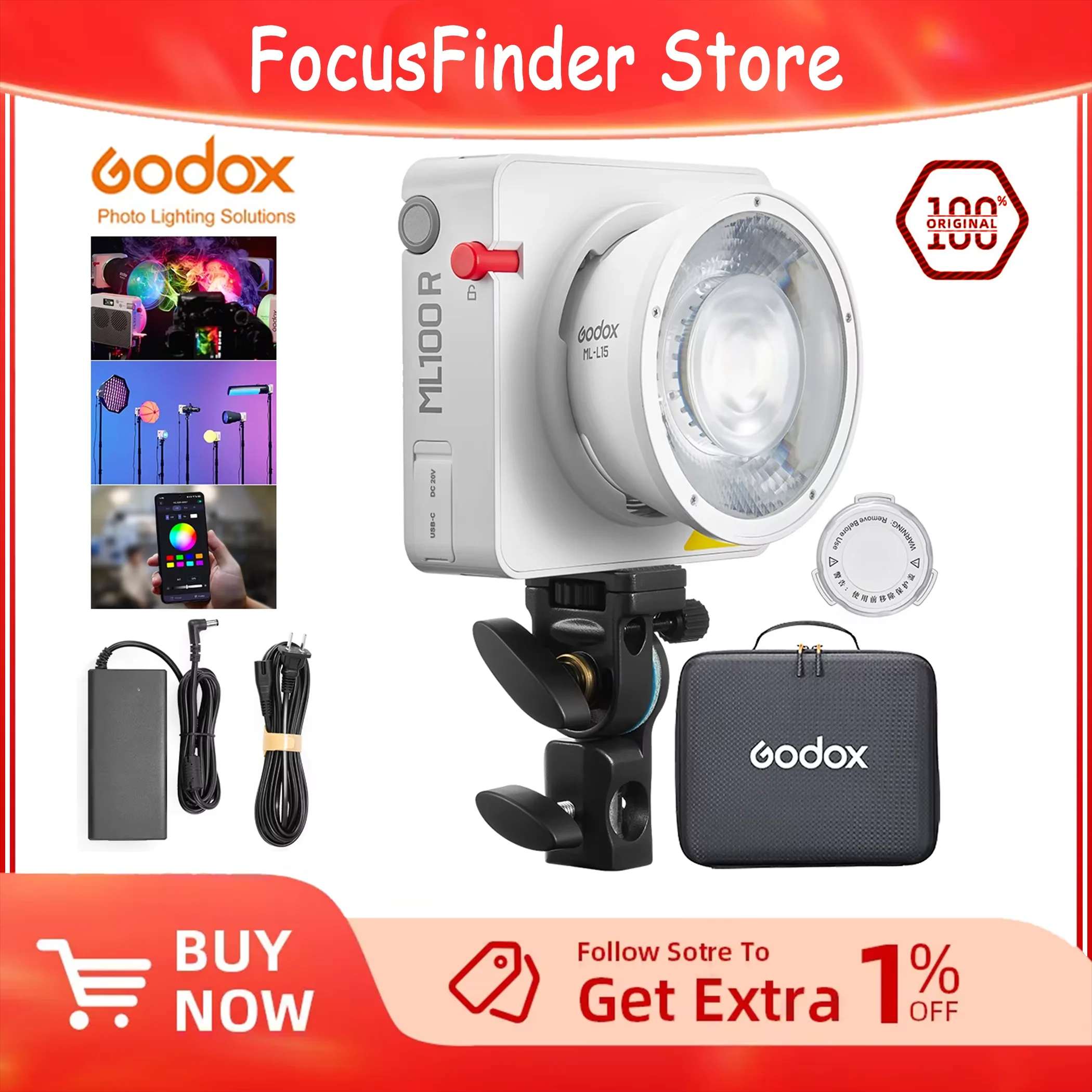 GODOX ML100R LED Video Light 100W Full Color - RGBWW Licht Voor Video, Foto En Creatieve Opnames