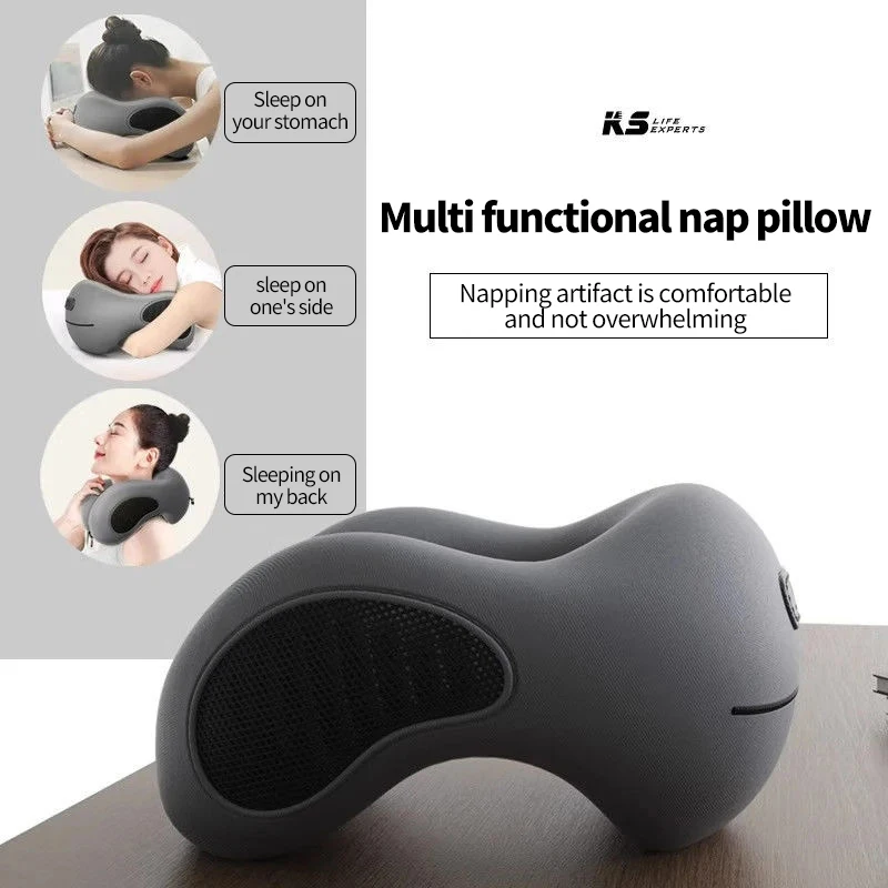Multifunction U-Shaped Sponge Core Neck Pillow Slow Rebound Soft Travel Pillow For Sleeping Cervical Health Massage Nap Pillows