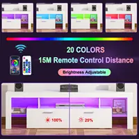 Modern LED TV Stand with Storage Drawers and Adjustable Lights for 50-75 Inch TVs, White Entertainment Center 3