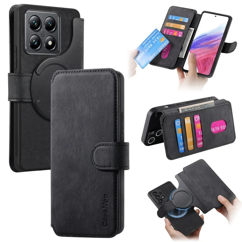 2-in-1 Multi-Card Leather Wallet Phone Case with Retro Magnetic Cover