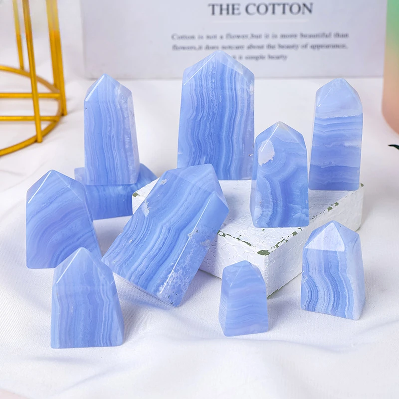 

2pcs Small Natural Agates Quartz Crystal Point Reiki Meditation Raw Mineral Blue Agat Gemstones Wand Energy Obelisk Home Decor
