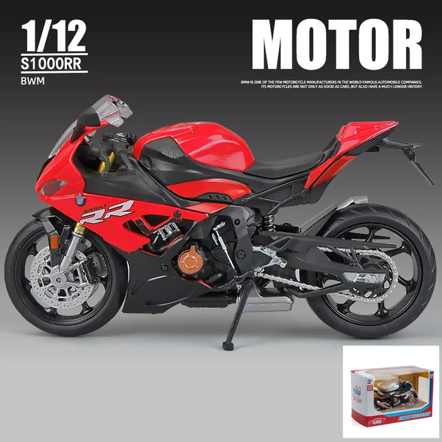 1:12 R1250 GS Silvardo Alloy Racing Motorcycle Model Simulation Diecast Metal Street Sports Motorcycle Model Childrens Toy Gifts - S1000 red retail