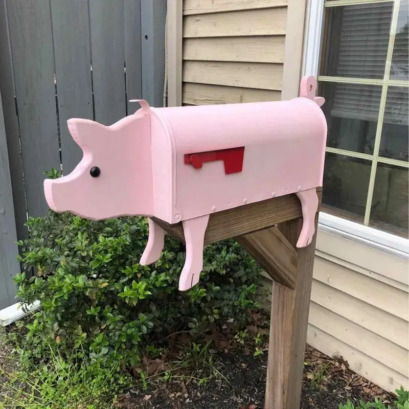 

New Metal Labrador Dog Mailbox Garden Decoration Funny Creative Cartoon Pink Pig Animal Mailbox Postal Box Farm yard Letter Box