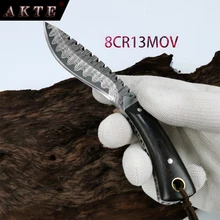 

AKTE High Hardness Outdoor Small Straight Hand Carved Defensive Collection Tactical Wilderness Survival Knife