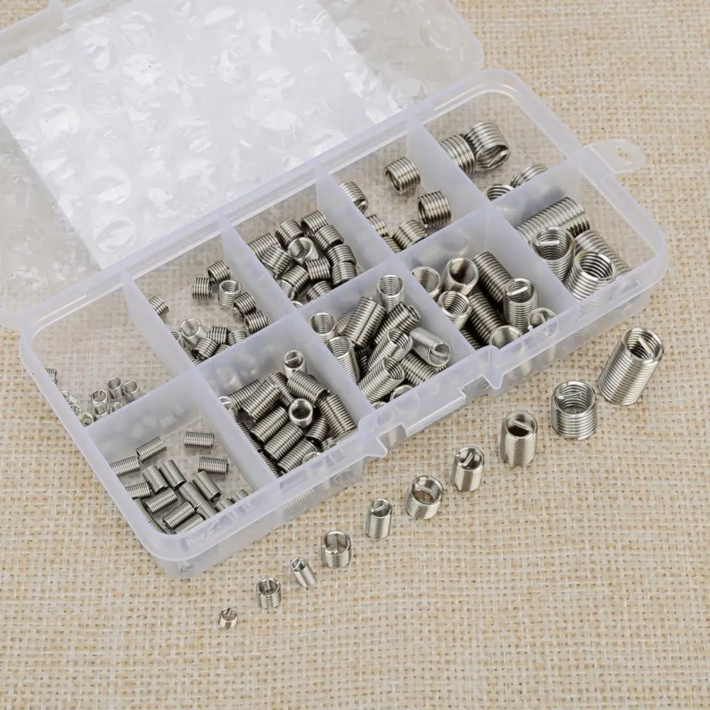 150Pcs Universal Car M3 M4 M5 M6 M8 Rivet Nut Helicoil Thread Repair Insert Kit Argento Acciaio Inossidabile