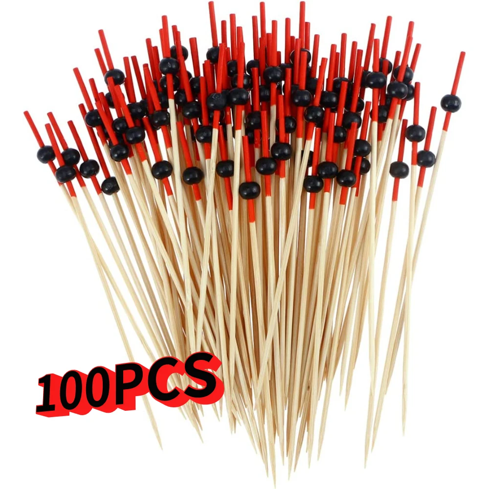 100pcs 12cm Bamboo Toothpicks Pick sushi et Cupcake Fruit Fork Party Dessert Salad Stick Cocktail Skewer For Wedding Decor