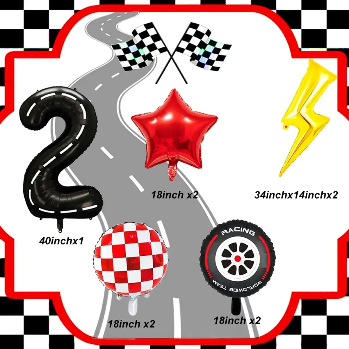 9 Teile/satz Blitz Racing Auto Luftballons Geburtstag Dekoration jungen Geburtstag Streifen Anzahl Racing Party Dekoration Aufblasbare Spielzeug – Detail 2