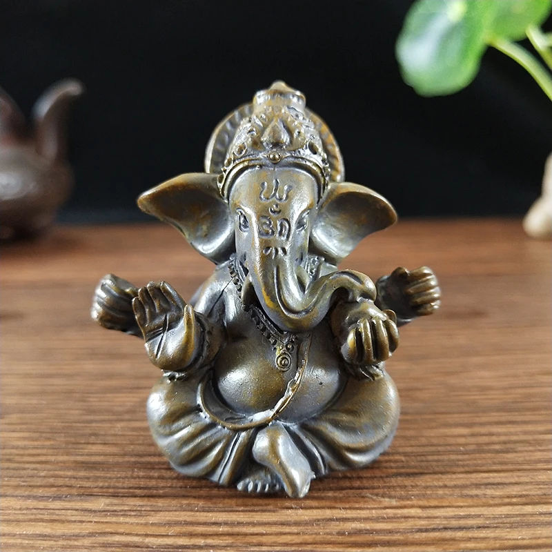 Stone Color Ganesha Statue Buddha Elephant Hindu God Sculpture Figurines Home Zen Garden Outdoor Decoration Landscape Ornaments