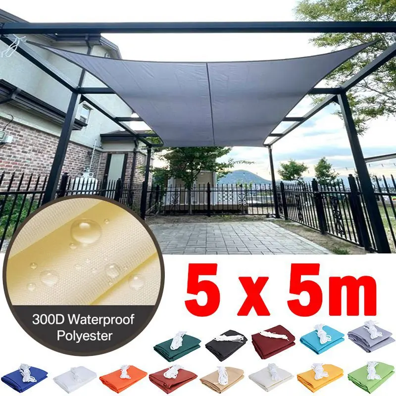 5m x 5m Square Waterproof Sunshade Sail Outdoor Garden Beach Camping