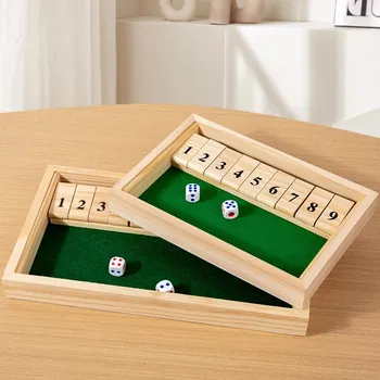 Shut The Box Game-Gioco da tavolo con numeri in legno con 2 dadi, gioco portatile per feste in famiglia da viaggio per adulti e giovani, gioco di strategia