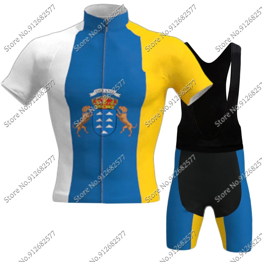 Description Picture 4 of itemCycling Jersey Canary Islands Flag 2022 Set Men Retro Bicycle Clothing Road Bike Shirts Suit Bicycle Bib Shorts MTB Ropa Maillot