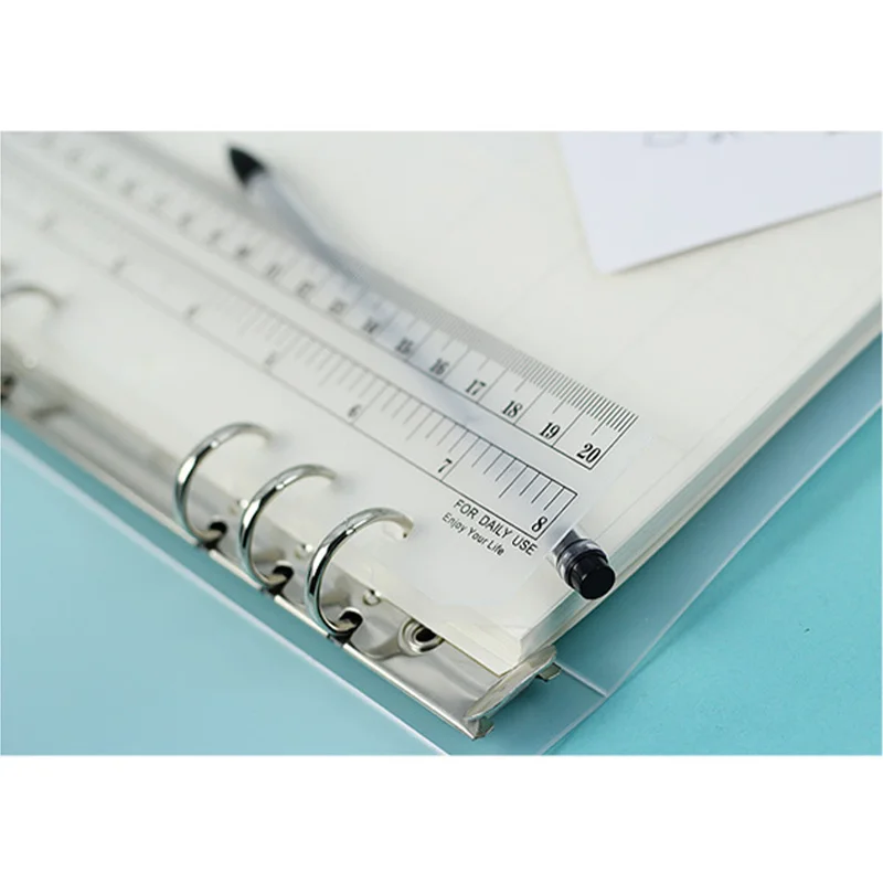 Transparent Loose Leaf Multifunctional Storage Ruler Standard 6 Hole  Notebook Soft Ruler Loose Leaf Planner Journal Accessories