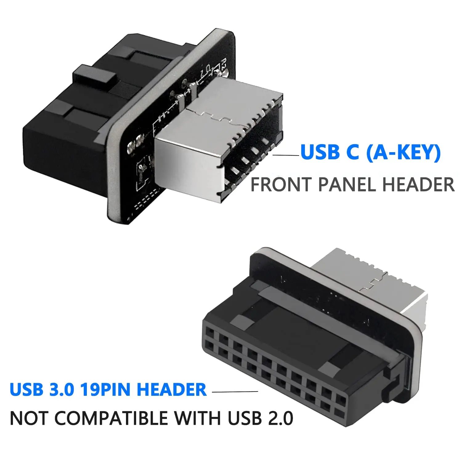 Adaptador de Painel Frontal Usb para Placa-mãe tipo e Fêmea para Usb 3.0 19 Pinos Macho Cabeçalho Vertical Interno Divisor para tipo c - Imagem 6