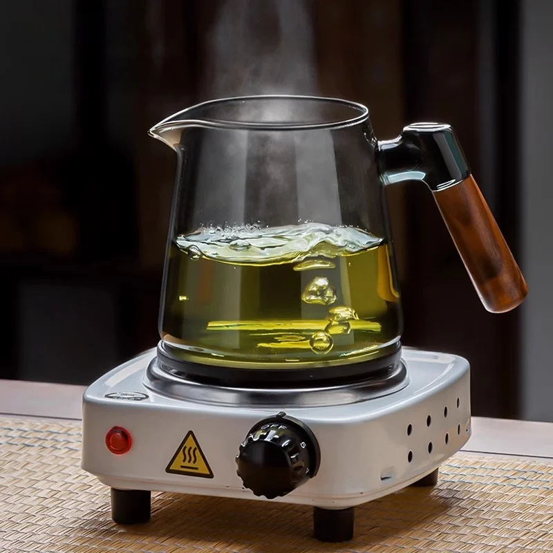GIANXI Glass Tea Set Chinese Wooden Handle High Temperature Brewing Teapot Japanese Household Wooden Retro Glass Tray glass teapot tea brewing pot