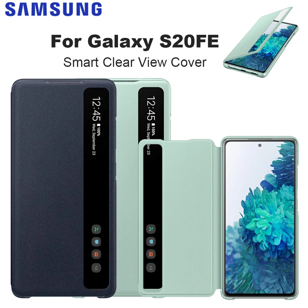 

Оригинальный зеркальный флип-чехол для Samsung Galaxy S20 FE Smart, прозрачный чехол с откидной крышкой и умным окошком
