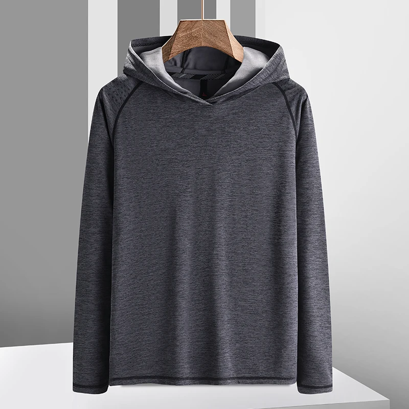 Men's 2024 Outdoor Sports Autumn and Winter Long Sleeved Quick Drying Running Hooded Hoodie Fashion Loose and Versatile Tops