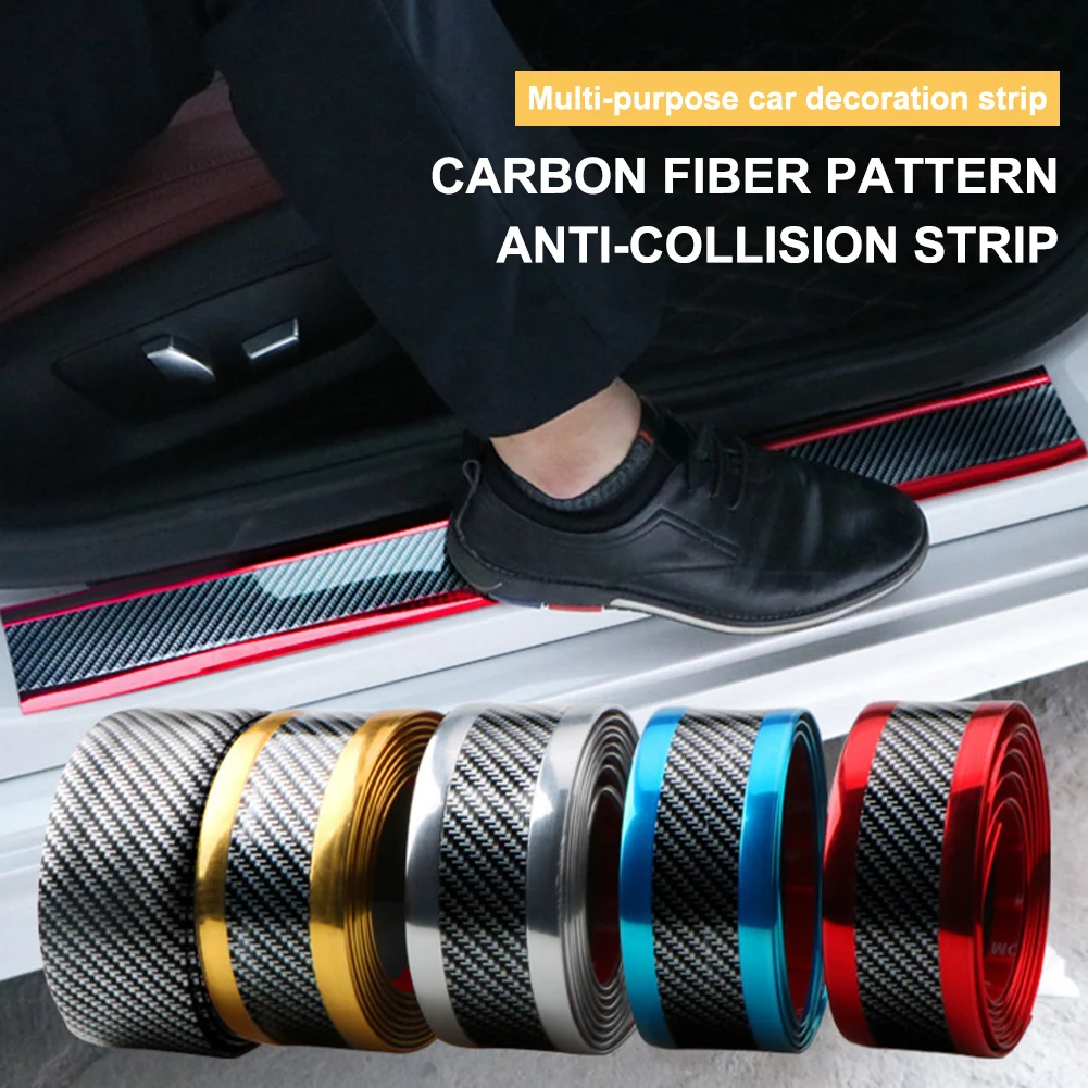 

2.5M Car Threshold Anti-scratch Sticker Carbon Fiber Bumper Protective Film Anti-collision Strip Door Edge Guard Film