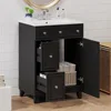 24 Inch Bathroom Sink, Standalone Single Basin Sink Set with Two Drawers and One Door, Modern Solid Wood Bathroom Cabinet 1