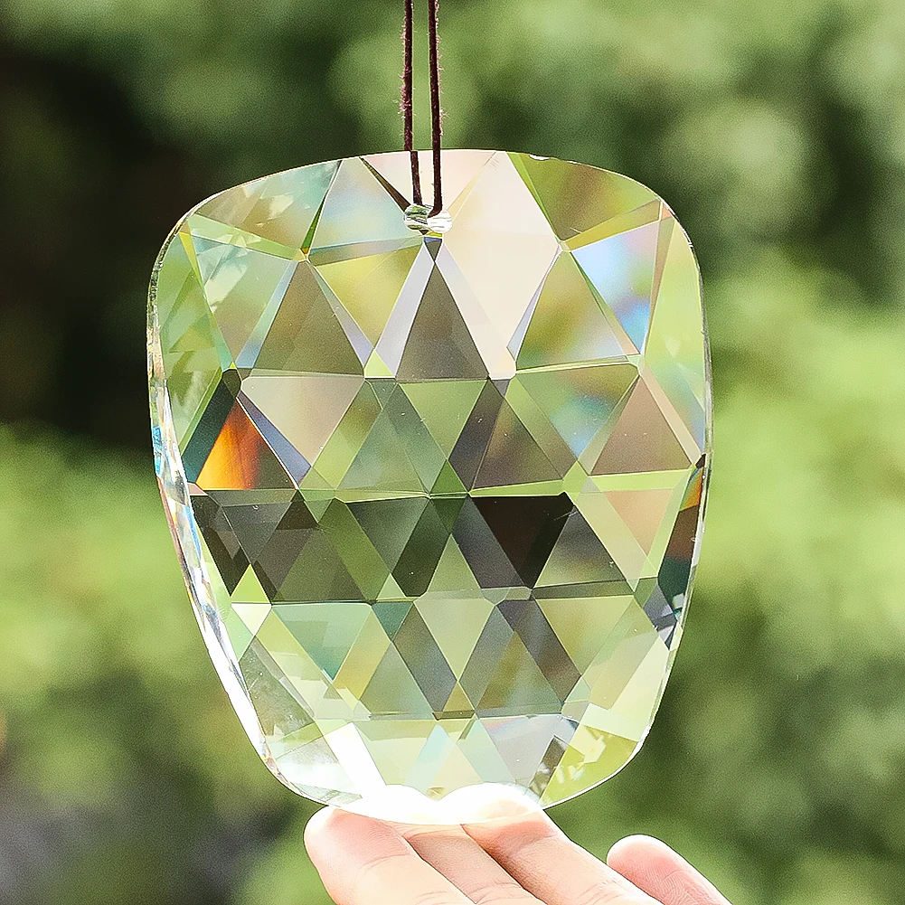 

110MM Laser Geometric Apples Faceted Prism Clear Glass Crystal Aurora Sun Catcher Chandelier Lighting Hanging Parts Paperweight