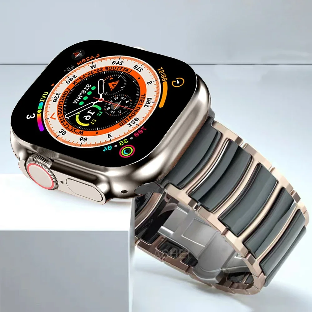 

Ceramic+Metal Band for Apple Watch 49mm Band 45mm 44mm 42mm 41mm 40mm Link Bracelet Wristband iWatch Ultra SE 8 7 6 5 4 3 Correa
