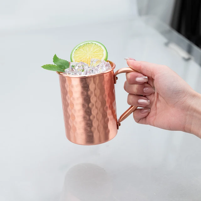 Nuove tazze di rame al 100% puro solido Mosca Mule Tazze di rame PURO a forma di tazze da cocktail da 400 ml Birra Latte Boccale Bicchieri 4