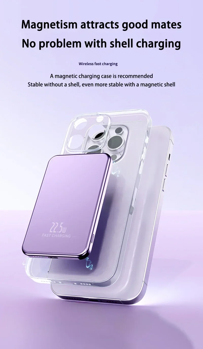 Ultra Slim Mac Safe Super Fast Charging Auxiliary Battery 50000mAh Magnetic Char