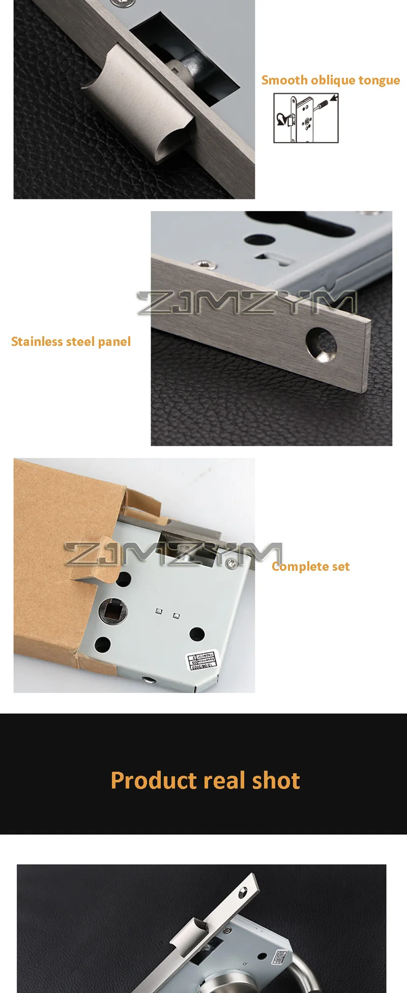 Description Picture 6 of itemStainless Steel Plate Mortise Lock Body Anti Fingerprint Door Latch Interior Door Handles For Interior Bedroom Wood