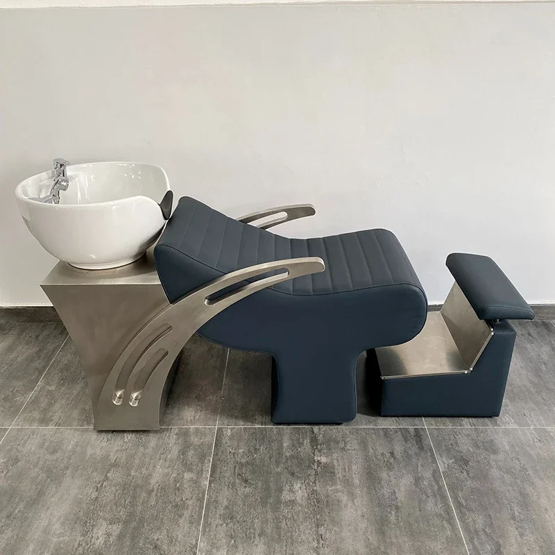 

New arrival beauty salon equipment stainless steel washing bed modern barbershop shampoo chair for sale