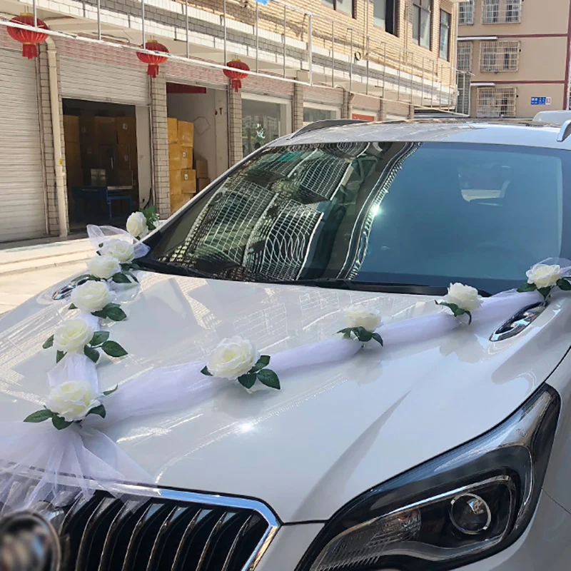 Ghirlanda Decorativa Per Auto Matrimonio Con Rose E Ventose - Ratan Fantasia (Rosa) - 2