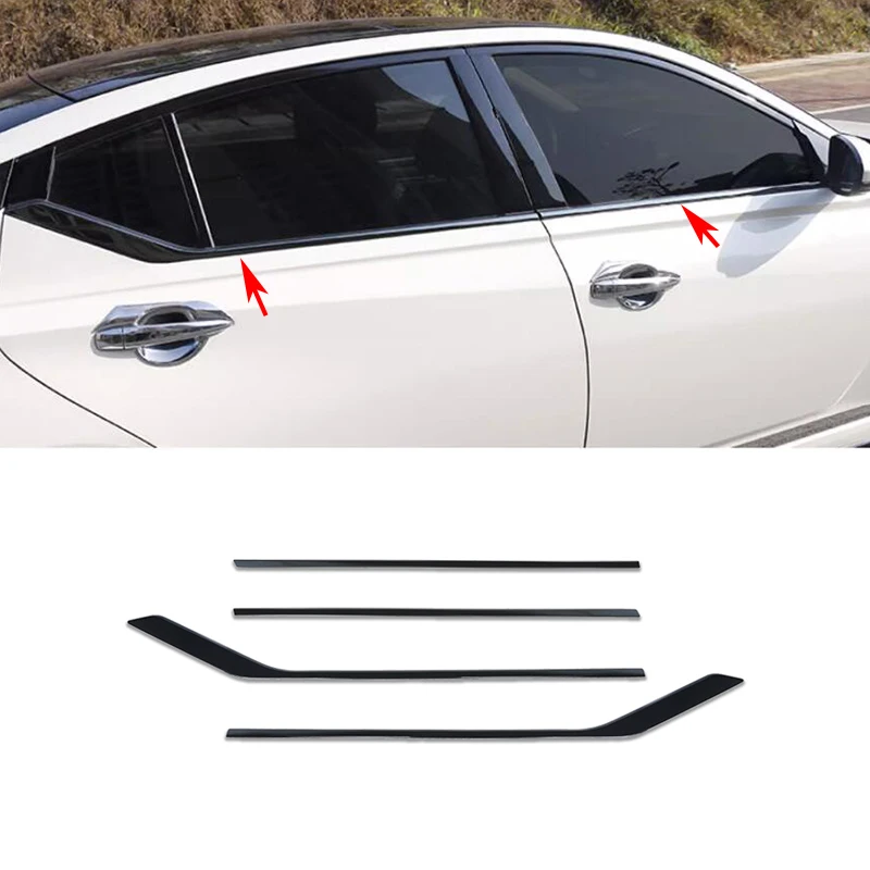 

Подходит для Nissan Altima 2019 2020 2021 2022 2023 сталь глянцевая черная углеродистая отделка окон автомобиля молдинговая Крышка хромированная отделка