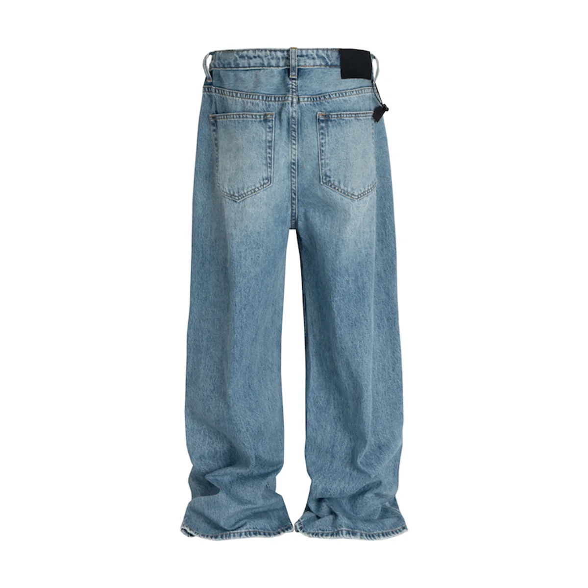 High Street Vintage Washed Blue Jeans for Men Straight Casual Loose Cleanfit Denim Trousers Oversized Cargo Pants 2
