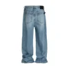 High Street Vintage Washed Blue Jeans for Men Straight Casual Loose Cleanfit Denim Trousers Oversized Cargo Pants 2