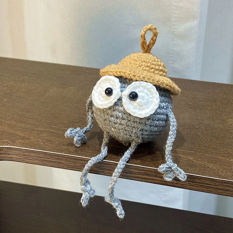 Kawaii Black Briquettes Crochet Keychains For Bag Pendant Cute