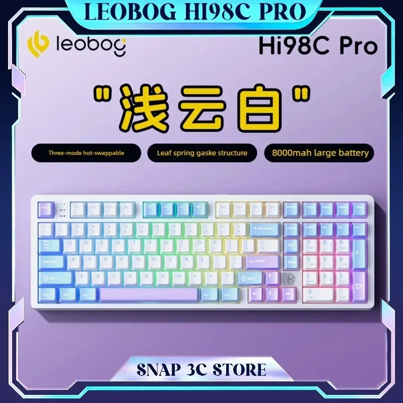 LEOBOG Hi98C Pro 풀 알루미늄 기계식 키보드 98키 트리플 모드 무선..