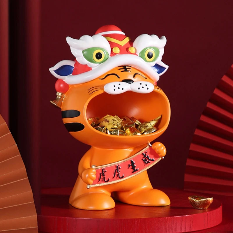 

Статуя тигра из смолы в скандинавском стиле, статуэтка в виде ключа для закусок, контейнер для конфет, украшение для домашнего стола, Новогоднее украшение