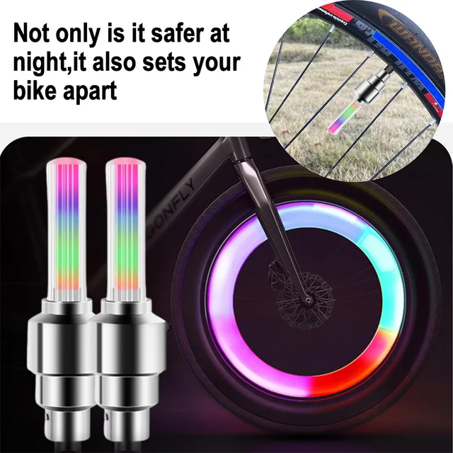 LED Bicycle Valve & Spoke Light – Neon Night Riding Safety Accessory 2