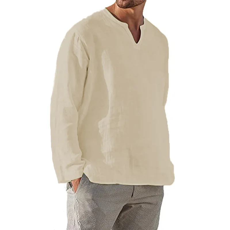 Men' Cotton Linen Shirt Cozy Solid