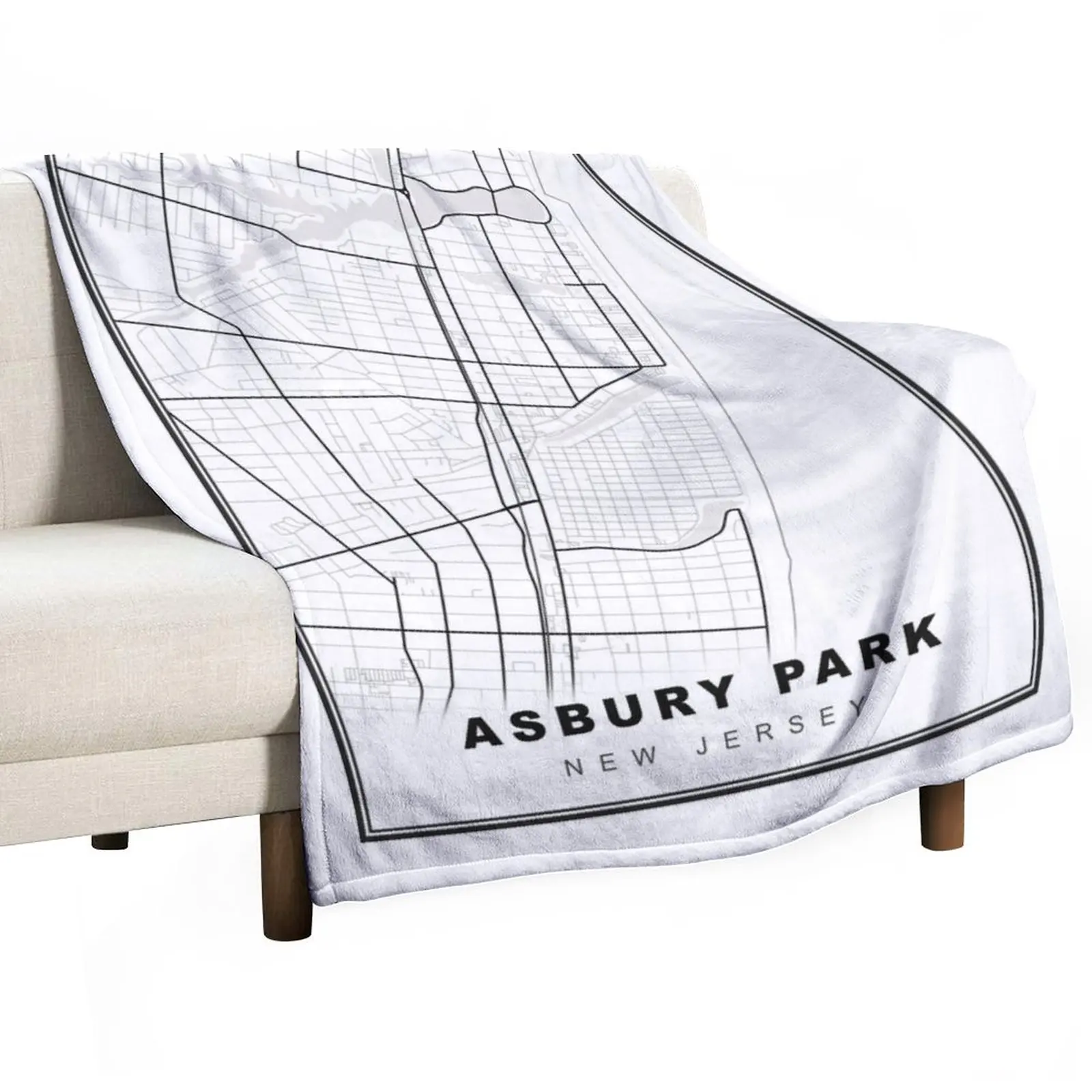 

Asbury Park Map Throw Blanket Designer Blankets Cute Blanket Multi-Purpose Luxury Brand Blanket