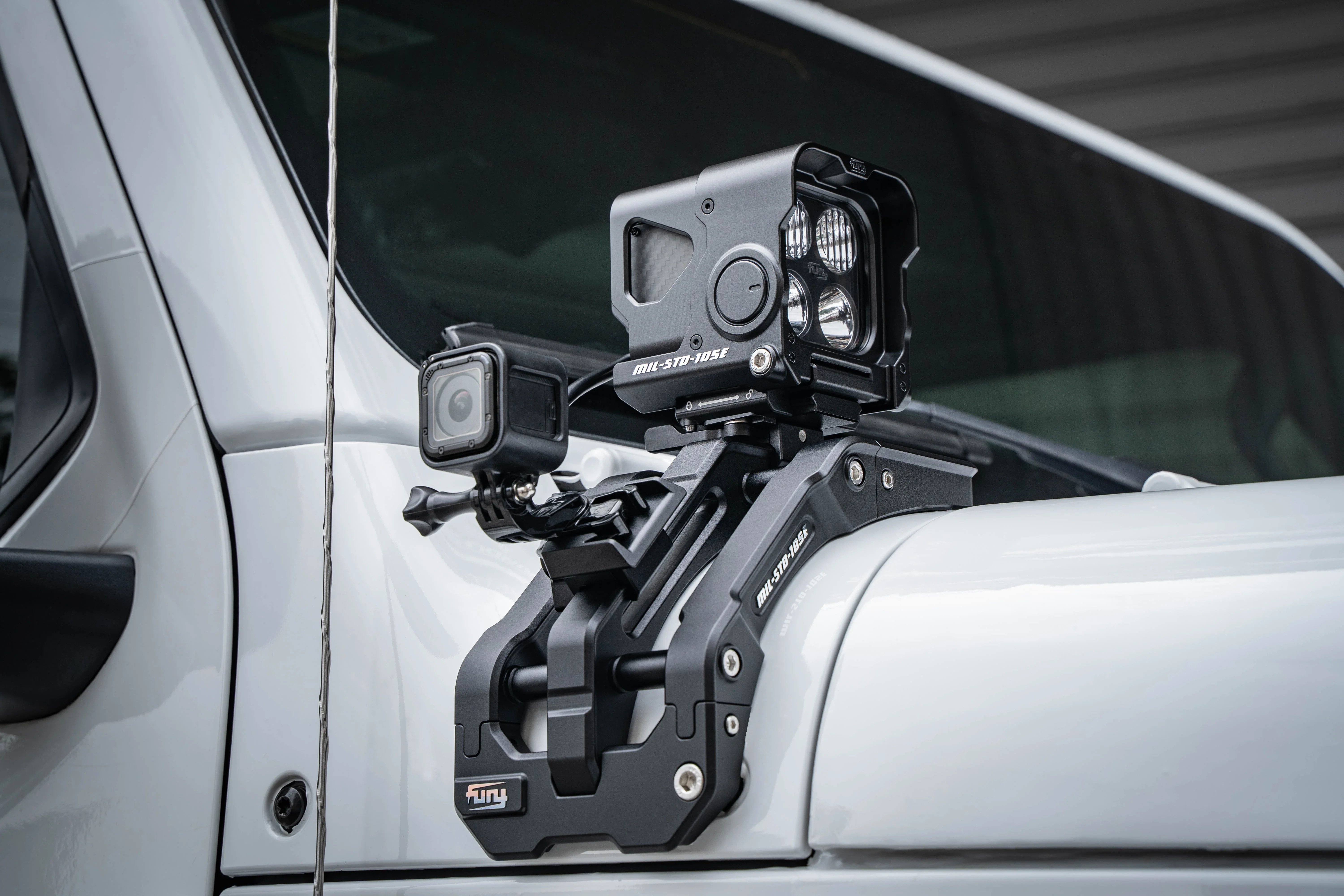 Fury + Aluminium & Carbon Fiber A-stijl Beugel Handvat Ge&iuml;ntegreerde Verlichting Systeem Voor Jeep Wrangler Jl