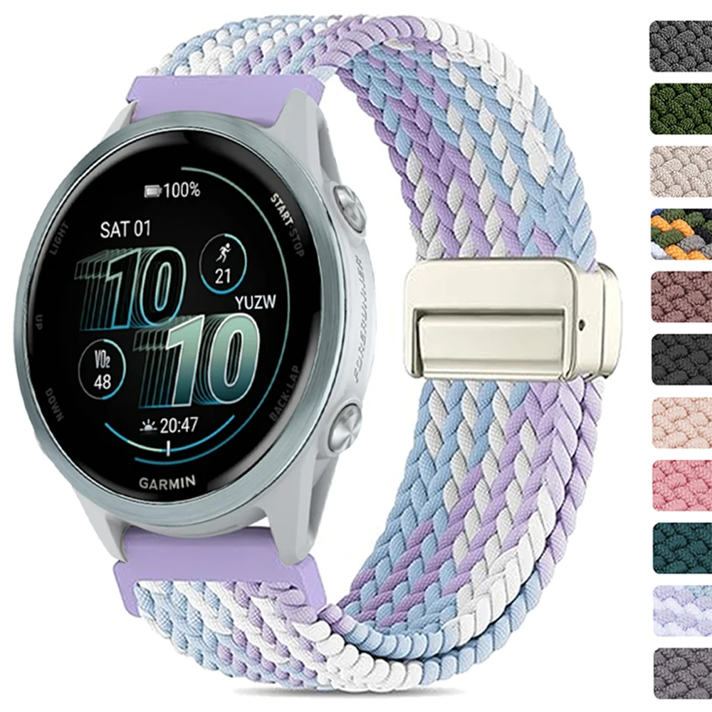 Magnetic Braided Bracelet Replacement Strap, 20/22mm, Adjustable Loop Band