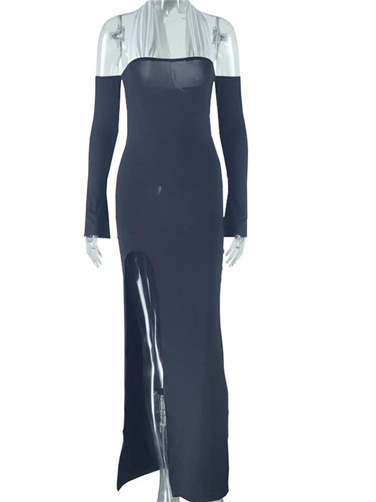 Wmstar Dresses for Women Patchwork Sleeveless Halter Slip Hem Maxi Dresses Elegant Summer Clothes Wholesale Dropshipping 2025