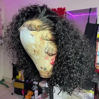 Short Bob Deep Wave Lace Frontal Wig PrePlucked 13x4 13x6 Lace Front Wig Peruvian Curly Human Hair Bob Wigs For Women and Girls 1