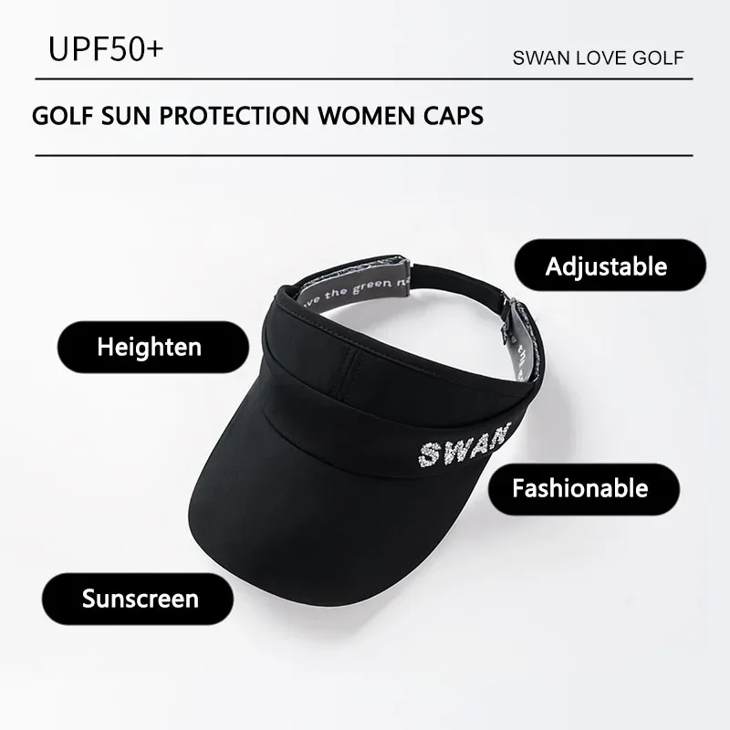 SG Women Breathable Anti-sweat Golf Caps Ladies Sunscreen Empty Top Visor Korean Style Anti-Uv Adjustable Sport Hats Outdoor