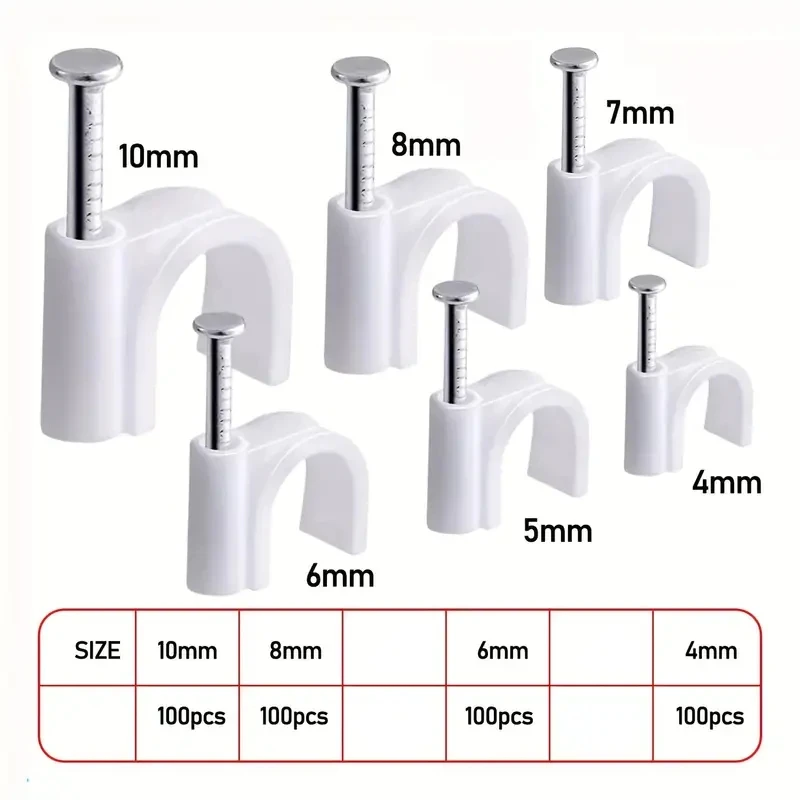 Cable Clip 100pcs 4/6/8/10mm Cable Wire Clips Nail In Tacks for Cords