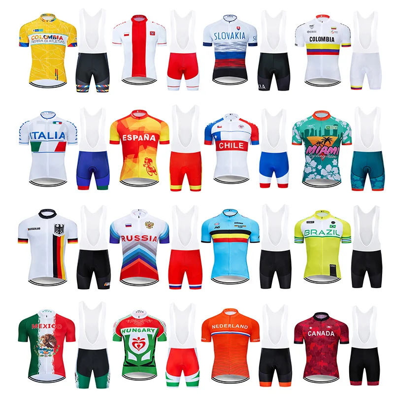 New Team Cycling Set Bib Gel MTB Pro Jersey Bicycle Clothing Ropa Ciclismo Bike Clothes Men's Short Sleeve Maillot Culotte Suit